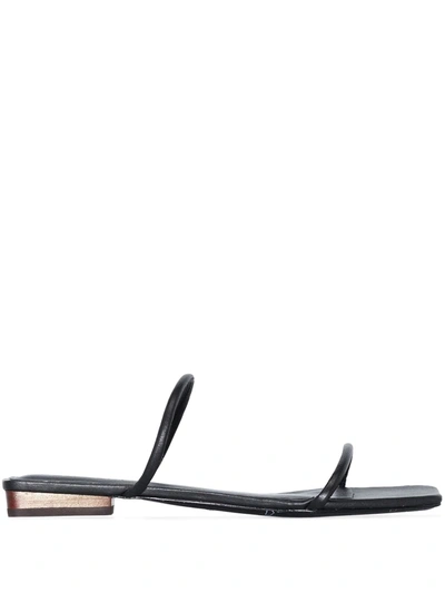 St Agni Arp Slip-on Leather Sandals In Black