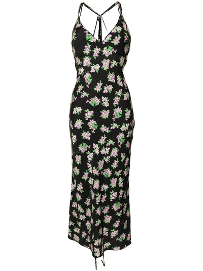 Natasha Zinko Pixel Flower Slip Dress In Black/pink