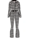 Perfect Moment Houndstooth Hooded Ski Suit In Schwarz