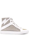 Zadig & Voltaire Flash Sparkle High Top Sneaker In Silver