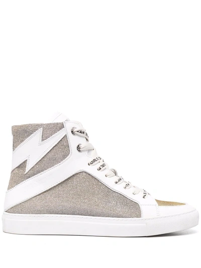 Zadig & Voltaire Flash Sparkle High Top Sneaker In Silver