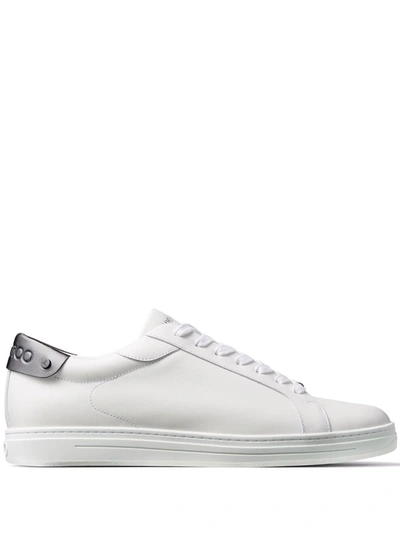 Jimmy Choo Rome/m Leather Sneakers In V White/gunmetal