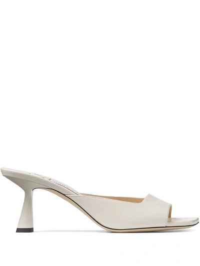 Jimmy Choo Neutral Zania 65 Leather Sandals In White