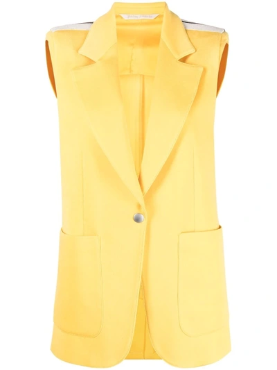 Palm Angels Track Stripe-detail Sleeveless Blazer In Gelb