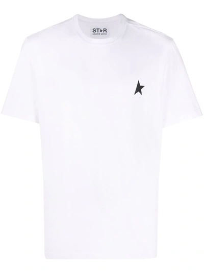 Golden Goose White T-shirt With Round Neck And One Star Logo Print On The Front In Cotton Man
