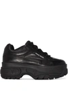 Naked Wolfe Black Sporty 70 Platform Leather Sneakers In Schwarz