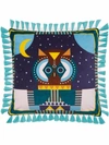 La Doublej Owl-print Velvet Cushion