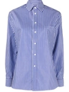 Polo Ralph Lauren Pinstriped Long-sleeve Shirt In Blau