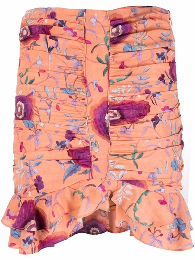 Isabel Marant Milendi Floral-print Skirt In Orange
