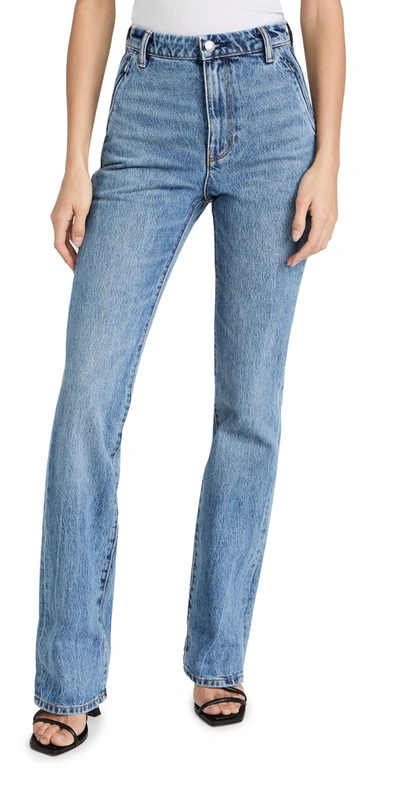 Alexander Wang Stacked Jeans With Invisible Zips In Vintage Medium Indigo