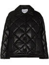 Stand Studio Nikolina Black Quilted Faux Leather Jacket In Schwarz
