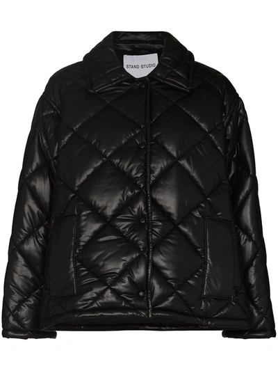 Stand Studio Nikolina Black Quilted Faux Leather Jacket