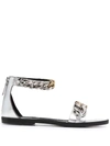 Stella Mccartney Falabella Faux Leather Chain Sandals In Grau