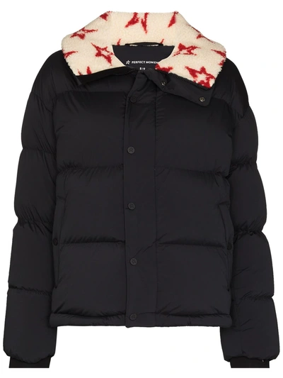 Perfect Moment Jojo Printed Fleece-trimmed Quilted Down Ski Jacket In Black