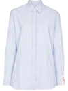 Golden Goose Striped Boyfriend Button-front Shirt In Blau