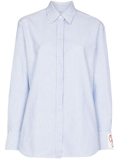 Golden Goose Striped Boyfriend Button-front Shirt In Blue