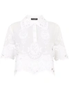 Dolce & Gabbana Embroidered Cropped Cotton Blouse In White