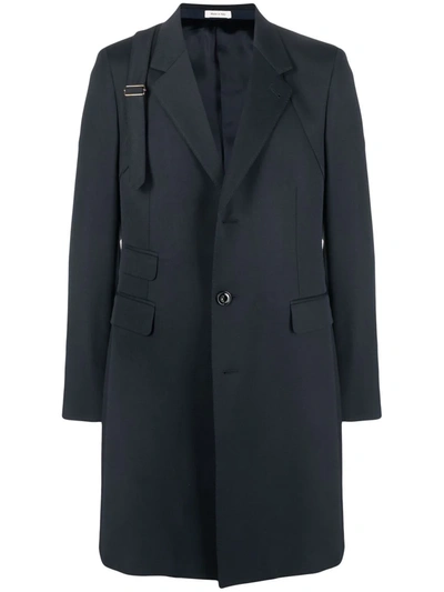 Alexander Mcqueen Single-breasted Wool Coat In Blau