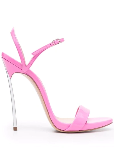 Casadei Blade Patent Leather Sandals In Pink