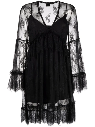 Pinko Anguillara Lace Empire Dress In Black