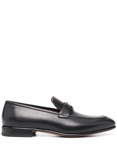 Ferragamo Madison Leather Penny Loafers In Black