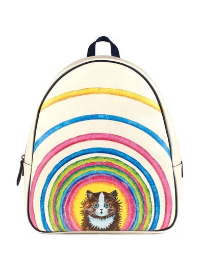 Gucci X Louis Wain Cat Print Backpack In Weiss