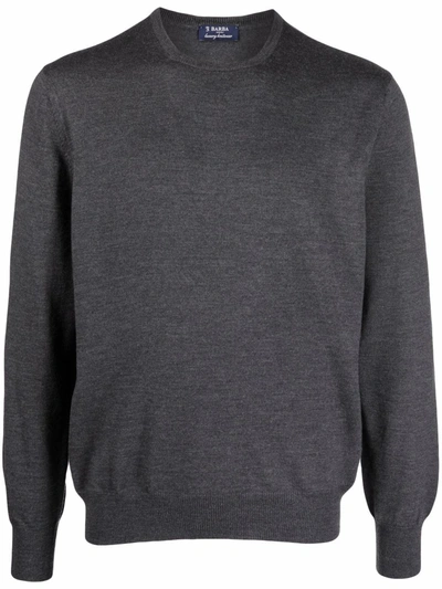 Barba Fine-knit Wool Jumper In Grey