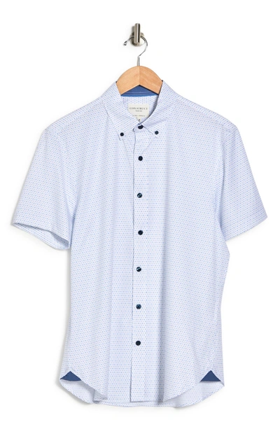 Construct Micro Dot 4-way Stretch Short Sleeve Button-up Shirt In White