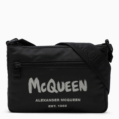 Alexander Mcqueen Black Nylon Logo-print Cross-body Bag