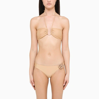 Gucci Sparkling Jersey Bikini With Double G In Beige