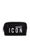 DSQUARED2 LOGO-PRINT ZIPPED WASH BAG