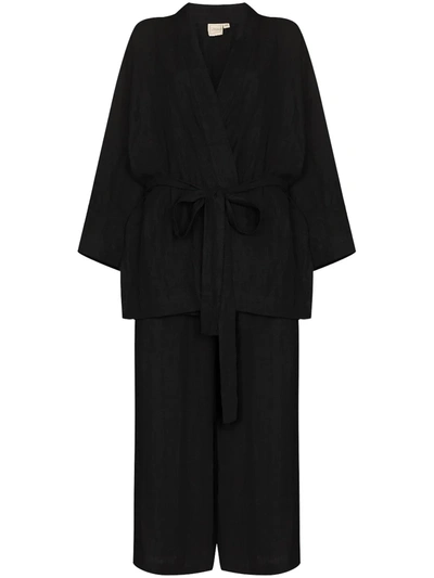 Deiji Studios 01 Two-piece Pyjama Set In Black