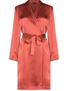 La Perla Satin Silk Short Robe In Red