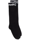Mm6 Maison Margiela Logo Cotton-blend Socks In Black