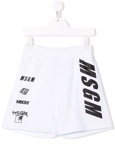 Msgm Teen Logo-print Bermuda Shorts In White