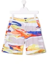 Msgm Teen Abstract-print Cotton Bermuda Shorts In Orange