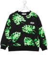 Msgm All Over Print Cotton Sweatshirt In Green