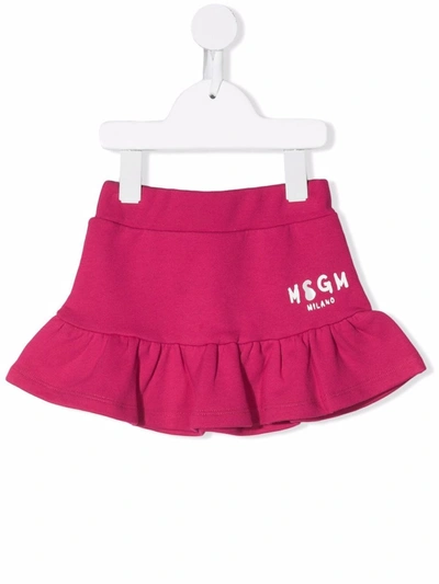 Msgm Babies' Logo印花迷你半身裙 In Fuchsia