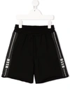 Msgm Black Bermuda Shorts With White Print In Black