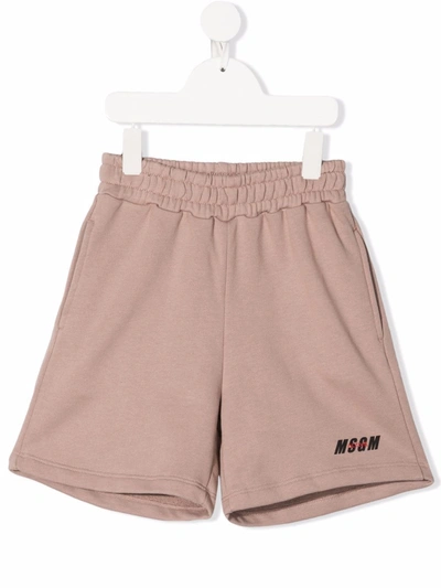 Msgm Beige Teen Boy Bermuda Shorts In Brown