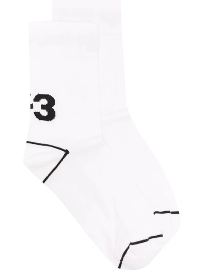 Y-3 Logo细节网球针织袜 In White