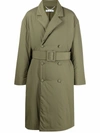 Off-white Padded Double-breasted Coat In Green