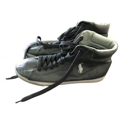 Pre-owned Polo Ralph Lauren Leather High Trainers In Black