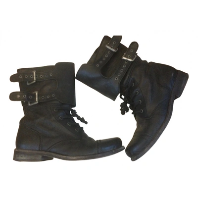 Pre-owned Allsaints Leather Buckled Boots In Black