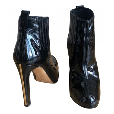Pre-owned Brian Atwood Patent Leather Ankle Boots In Black