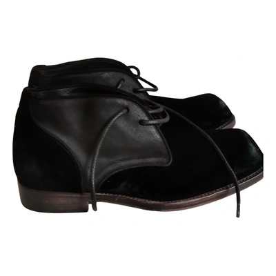 Pre-owned Dolce & Gabbana Velvet Boots In Black