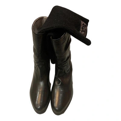 Pre-owned Iceberg Leather Boots In Black