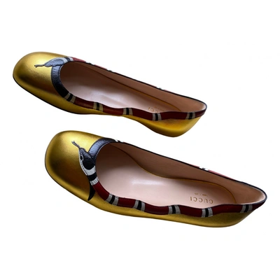 Pre-owned Gucci Leather Ballet Flats In Gold