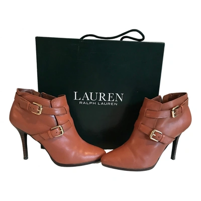 Pre-owned Ralph Lauren Leather Ankle Boots In Camel