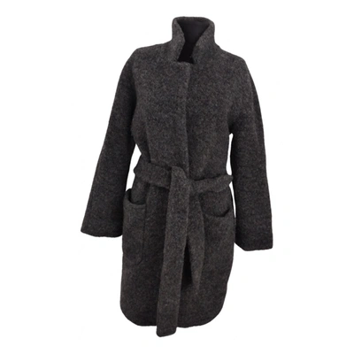 Pre-owned Ganni Wool Coat In Grey